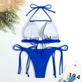 thumbnail image 4 of SWSMCLT Women's Two Piece Bikini Set String Beach Ruched Padded Brazilian Spandex Swimsuit Halter Royal Blue Small, 4 of 4
