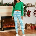 thumbnail image 5 of YOIAVAIOY Christmas Pajama Pants Women Santa Claus Print Elastic Waist Soft Comfy Pj Pants Ankle Length Christmas Day Leggings Light Blue XL, 5 of 10