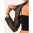 thumbnail image 5 of INSPIRE CHIC Women's Faux Leather Stand Collar Zipper Front Long Sleeve Cropped Jacket M Brown, 5 of 6