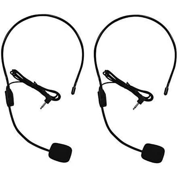 Ensemble de 2 Microphones pour Casque, Flèche Filaire Flexible pour Amplificateur Vocal, Enseignants, Haut-Parleurs, Coachs, Présentations, Seniors et Plus, Noir