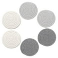 thumbnail image 1 of Placemat Three Colors Mixed Pack, Cotton Rope Woven Meal Mat Circular Cotton Thread Woven Cup Mat Pot Mat Kitchen Table Thickened Insulation Mat, 1 Set of Placemats (6Pc Placemats + 1*Shelf), 1 of 4