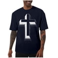 thumbnail image 5 of Ceisia Men's Loose Fit Short Sleeve T-Shirt 3D Cross Print Faith Theme Spring Summer Shirt Gift, 5 of 6