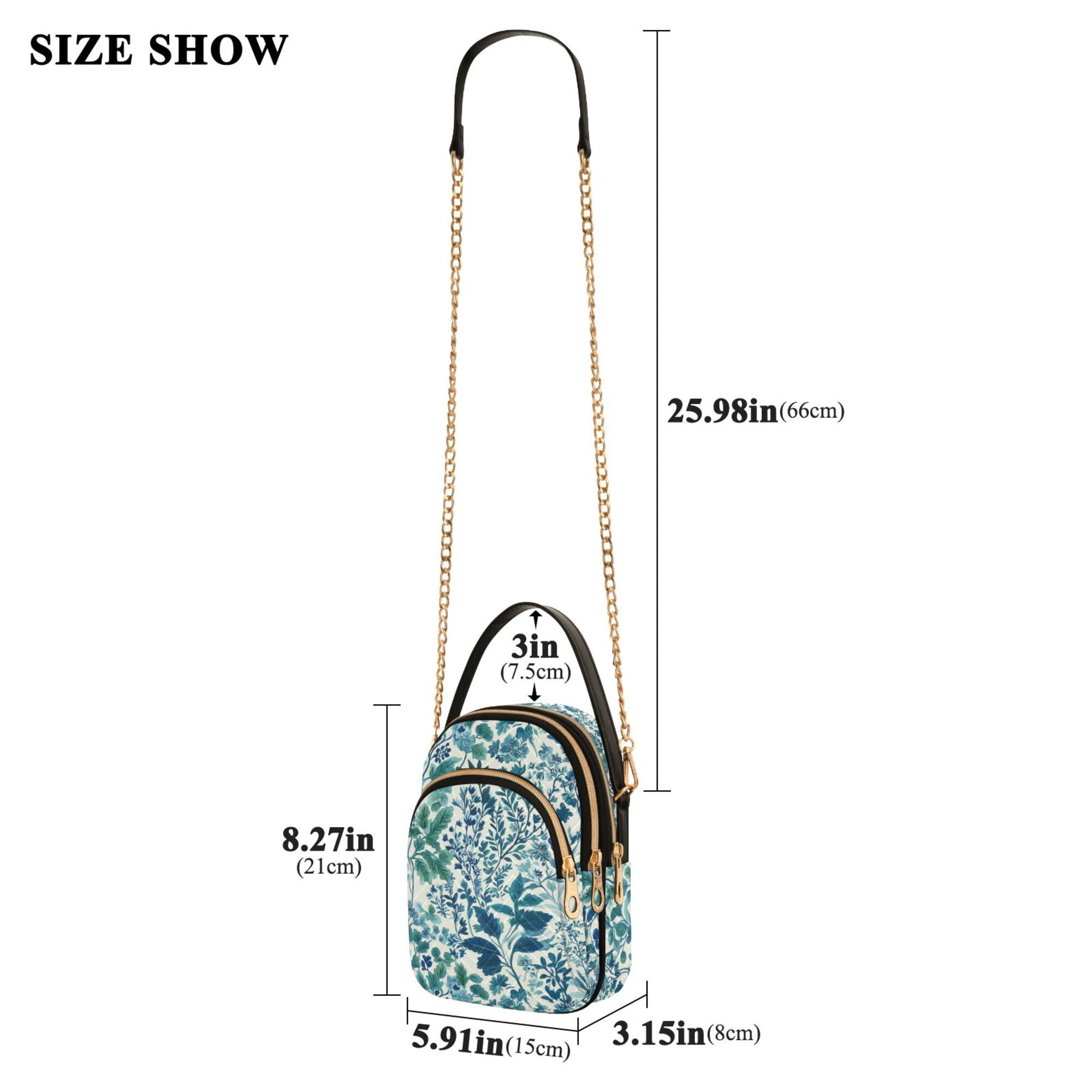 FORMRS Crossbody Bag for Women Quilted Travel Shoulder Cell Phone Purse with Chain Strap Handbag, Beautiful Leaves Pattern