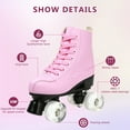thumbnail image 5 of LPAMEOIU Women Pink Roller Skates, Double-Row Quad Skates with Flash Wheels for Adults(Women 8/Men 6.5), 5 of 10