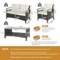 thumbnail image 7 of Patiojoy Patio Rattan 4PCS Cushioned Chair Side Table Set Bistro Set Classic Furniture Single Sofa Thick Cushion Loveseat for Garden Off White, 7 of 7