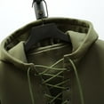 thumbnail image 7 of VSSSJ Hoodies for Men Lace Up V Neck Thick Henley Sweatshirt Long Sleeve Loose Solid Vintage Drawstring Hooded Pullover Hoodie with Pocket Dark Green M, 7 of 7