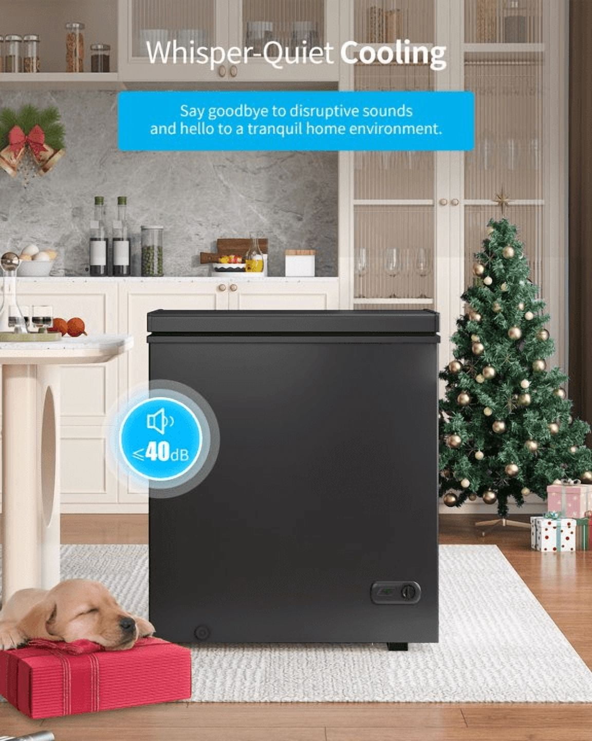 DISHUP 3.5 Cu.Ft Chest Freezer, Small Deep Freezer with Removable Basket, Adjustable Temperature, for Home/Office/Garage/Bar