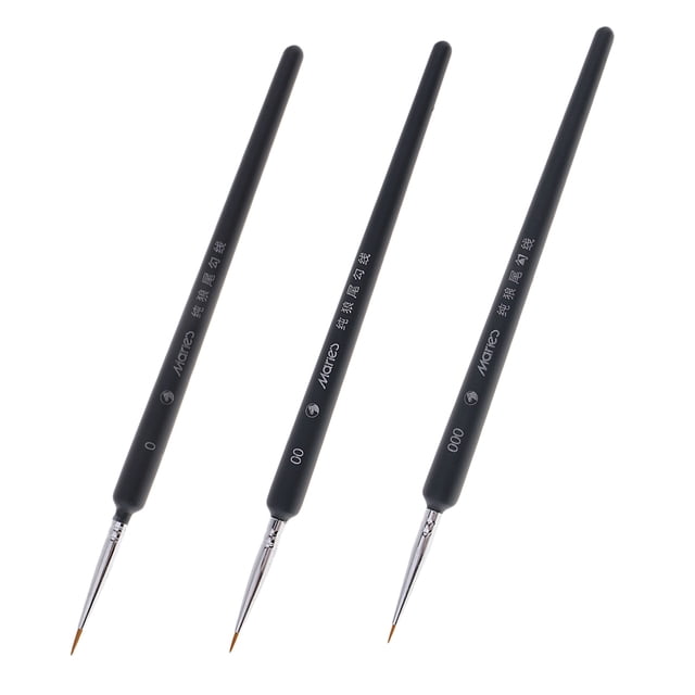 3 piezas 3 tamaños punta redonda puntiaguda Pinceles para artistas del cabello de comadreja Zulema Pinceles para pintar