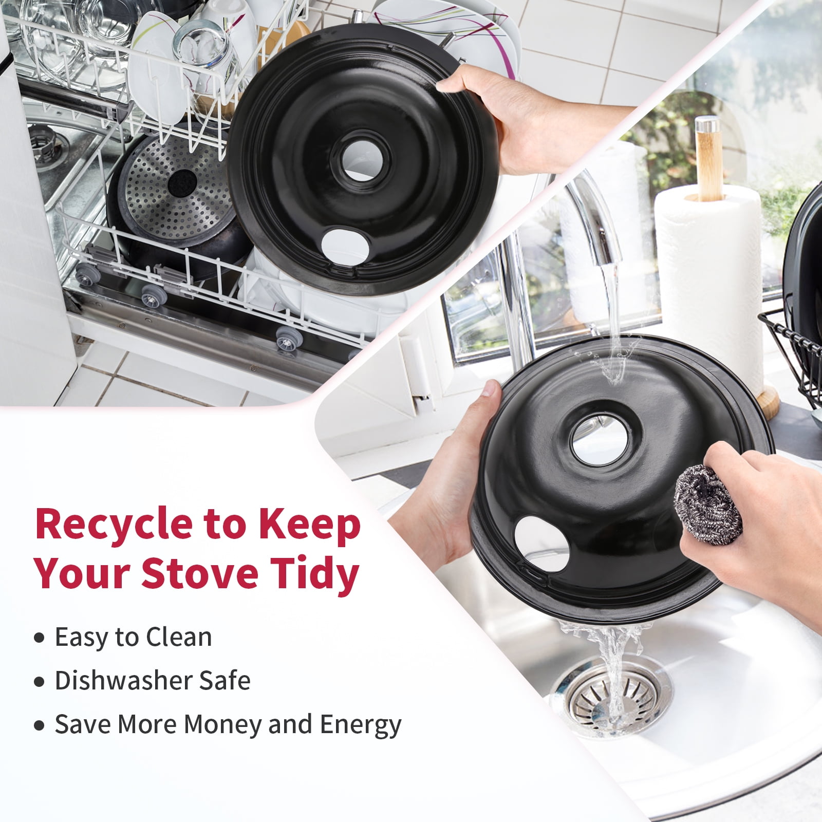 茶具1 Frigidaire Kenmore Stove Top Drip Pans, Set of 4, Energy