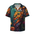 thumbnail image 3 of Balery Colorful Owl Forest Men's Casual Button Down Shirt Short Sleeve Textured Summer Cuban Beach Shirts-Medium, 3 of 7