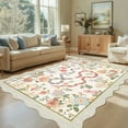 thumbnail image 2 of Garvee 5'x7' Snake Floral Area Rug Scalloped Rug, Machine Washable Farmhouse Indoor Carpet Non-Slip Low Pile Accent Rug for Living Room Bedroom Dining Room， Beige, 2 of 8