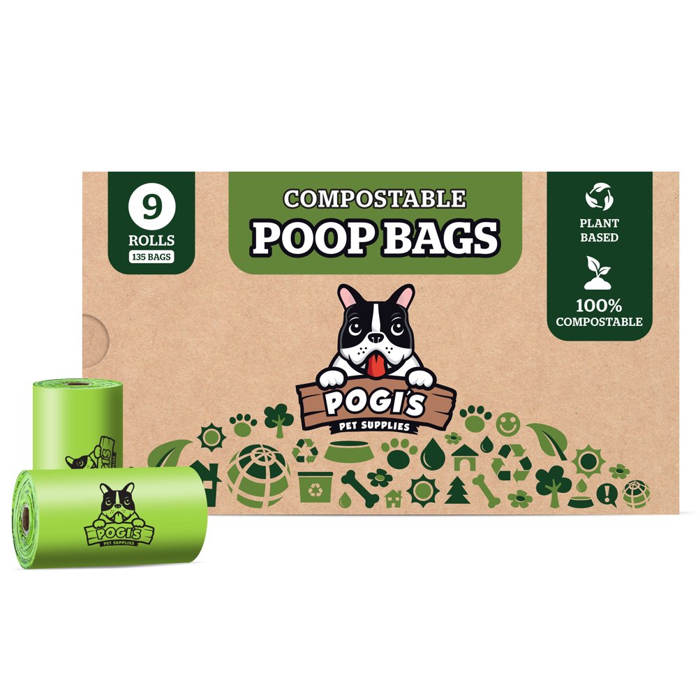 Pogi's Compostable Poop Bags LeakProof, ExtraLarge, Plantbased, ASTM D6400 Certified Home