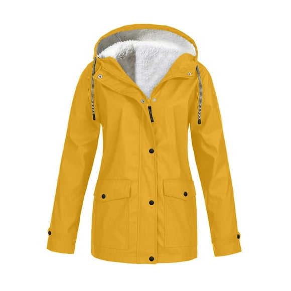 Hooded Woman Jacket Waterproof Rain Coat Windbreaker Outdoor Snow Ski Hooded Yellow XXXXL