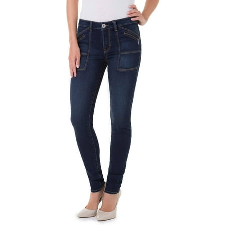 Jordache Women's Moto Super Skinny Jeans with Zipper Patch Pockets ...