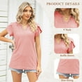 thumbnail image 2 of TEMOFON Women Blouse Summer T-Shirts Short Sleeve Casual V Neck Tops Dressy Ruffle Sleeve Tunic Cute Loose Ladies Tops Pink XL, 2 of 7