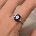 thumbnail image 3 of lab Created Blue Sapphire Engagement Ring 14K White Gold Plated 2.90Ct Oval Cut, 3 of 4
