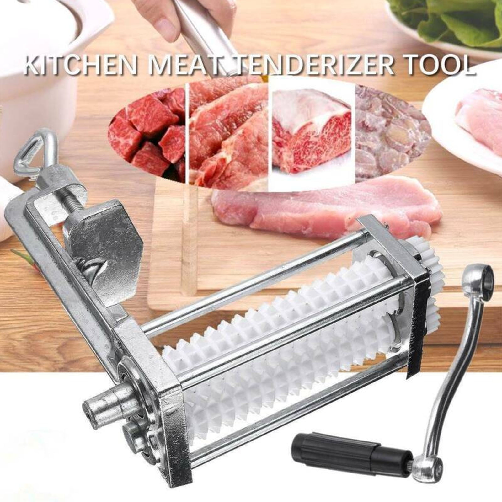 Oukaning Manual Meat Tenderizer Flat Steak Machine Cast Iron Kitchen Tenderizer USA, Size: One size, Silver