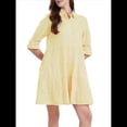 thumbnail image 1 of Vestido Camisero Midi A Rayas con Botones para Mujer, Informal, Holgado, con Puños y Larga, Vestidos de Media Pierna. Amarillo L, 1 of 9