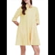 thumbnail image 1 of Vestido Camisero Midi A Rayas con Botones para Mujer, Informal, Holgado, con Puños y Larga, Vestidos de Media Pierna. Amarillo XL, 1 of 9