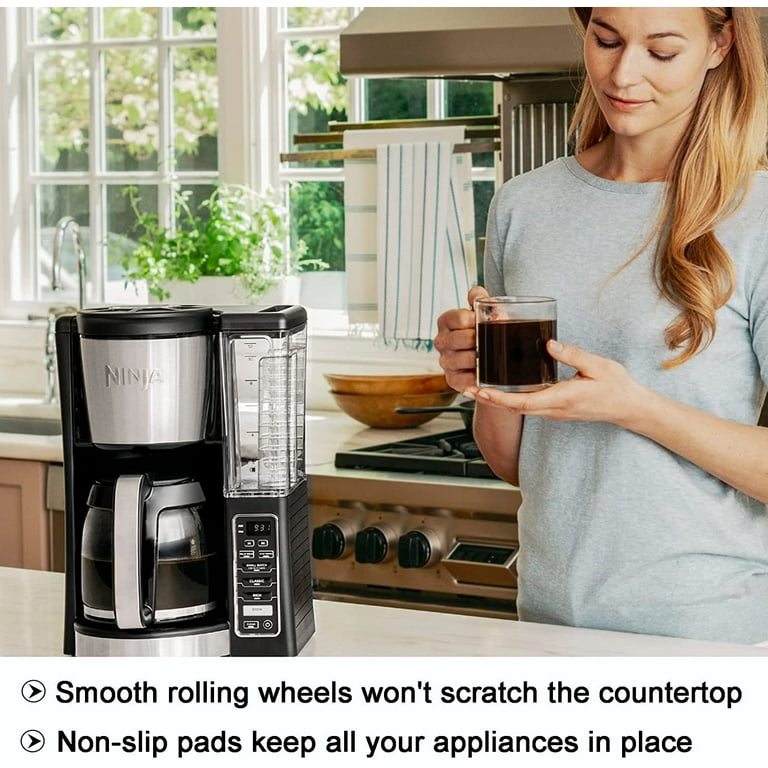 Generic Kitchen Appliance Sliding Tray - Coffee Maker Sliding Caddy with Rolling Wheels Under Cabinet Countertop Storage Organizer Movi