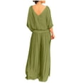 thumbnail image 2 of Timegard 2 Piece Sets for Women Plus Size V Neck 1/2 Sleeve Top Wide Leg Pants Flowy Casual Loose Outfits, 2 of 6