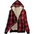thumbnail image 2 of RQYYD Women's Flannel Casual Plaid Full Zip Up Sherpa Lined Hoodie Jacket Coat with Pockets, 2 of 5
