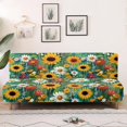 thumbnail image 4 of ZIATUBLES Sunflower Daisy Dustproof Futon Slipcovers Stretch Armless Sofa Cover, Machine Washable Polyester Spandex Furniture Protector with Elastic Bottom, Foldable Soft Cover, 4 of 9