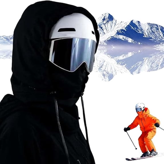 Waterproof Fleece Lined Hood, 3-in-1 Windproof Full Cover Hood Hat,Winter Windproof Full Cover Ski Mask, for Outdoor Sports, Warm Adjustable Winter Hat
