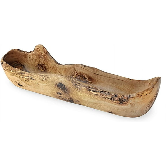 Decorative Wooden Bread Bowl, Olive Wood Dough Bowl, Handmade Rustic Kitchen Decor, 16” Long