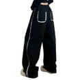 thumbnail image 4 of Woman Sweatpants High Waisted Straight Leg Sweatpants with Lace Trim Wide Leg Casual Lounge Pants Black L, 4 of 9
