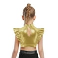 thumbnail image 4 of Zaldita Kids Girls Ruffle Sleeve Crop Tank Top Jazz Hip Hop Dance wear Street Dancewear Shiny Metallic Dance Vest Gold 12, 4 of 5