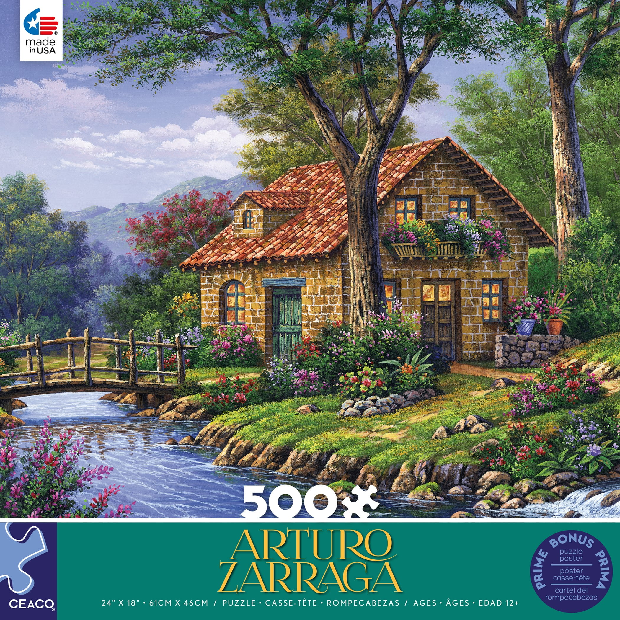 Ceaco - Arturo Zarraga - Cottage by the River - 500pc Piece Interlocking Jigsaw Puzzle