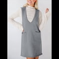 thumbnail image 4 of Vestido Corto de Punto Liso Sin Mangas con Cuello en V y Bolsillos para Mujer Gris Oscuro L, 4 of 10