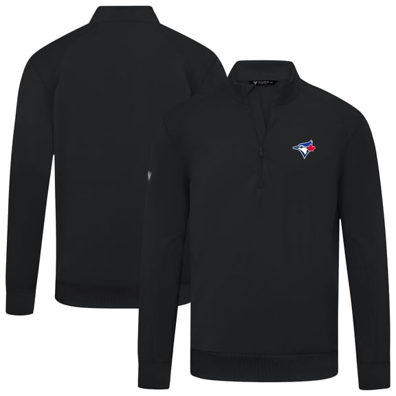 Men's Levelwear  Black Toronto Blue Jays Upright Insignia Tri-Blend Quarter-Zip Pullover