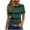 Dark Green, variant on Women's Summer Blouse Round-Neck Short-Sleeve Tee with Horizontal Multicolor Stripes – Casual Summer Tops for Women, Trendy Tops