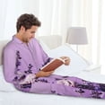 thumbnail image 6 of Lsque Lavender Roses Arrangement Pattern Long Sleeve Pajama Set for Men - Soft 2-Piece Sleepwear and Loungewear Set with Pockets, Comfy Nightwear-Medium, 6 of 7