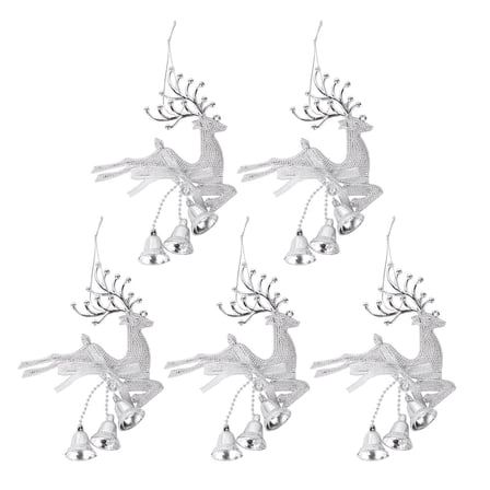 Tineasur 5Pcs Christmas Ornaments Tree Decorations Set Silver Reindeer Christmas Tree Ornaments Home Decoration Gift