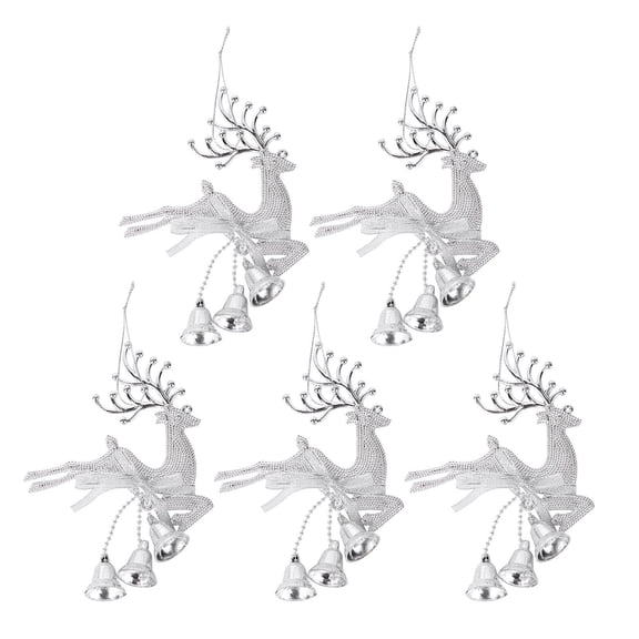 Tineasur 5Pcs Christmas Ornaments Tree Decorations Set Silver Reindeer Christmas Tree Ornaments Home Decoration Gift