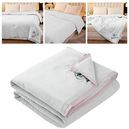Weighted Blankets Comforter Double Cold Tech Fabric Blanket For Night Sweats Hot Sleepers Soft Breathable Silk Smooth Lightweight Grey Summer Comforter Queen