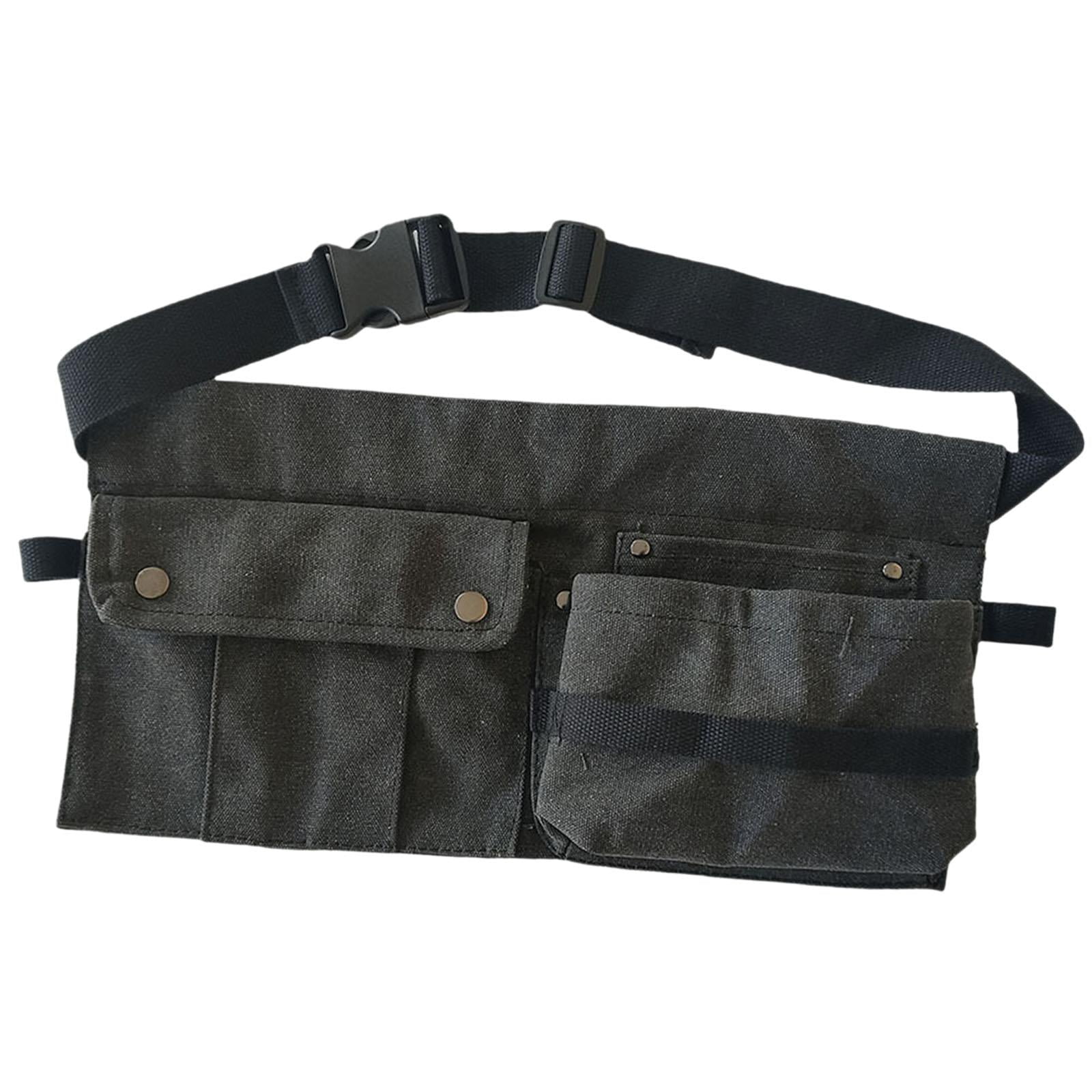 simhoa Tool Waist Bag Portable Tool Bag Large Capacity Canvas Waist Pocket Belt Waist Bag Tools Organizer for Electricians Builders Black