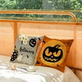 thumbnail image 3 of Set of 4 Halloween Pillow Covers 18x18 Inch Trick or Treat Pumpkin Decor Throw Pillow Covers Black Halloween Cushion Covers Linen Square Pillow Cases for Home Outdoor Sofa Couch (18 by 18), 3 of 6