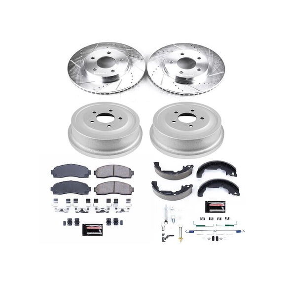 Front and Rear Brake Pad Rotor Shoe Drum Kit - Compatible with 2005 - 2006 Chevy Equinox