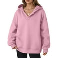 thumbnail image 5 of Womens Oversized Hoodies V Neck Sweatshirts Long Sleeve Pullover Loose Clothes 2025 Fall Trendy Tops Pink 2XL, 5 of 7