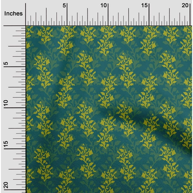 oneOone Cotton Poplin Fabric Leaves & Floral Block Print Fabric BTY 42 Inch Wide