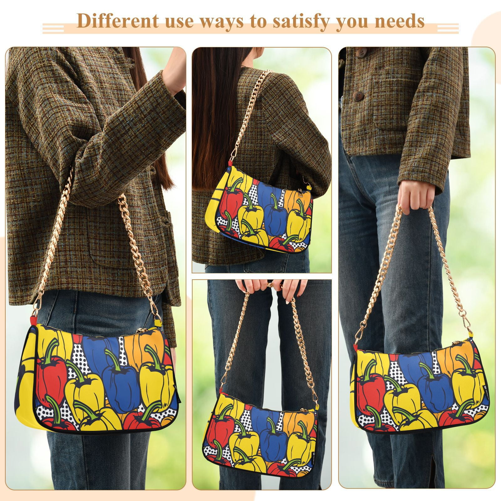 ChiliesWomen Small Shoulder Bag Crossbody Tote Hobo Bags Purse Clutch Handbags with Chain Strap for Women