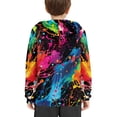 thumbnail image 4 of Xoenoiee Kids Hoodies Pullover Sweatshirt Splatter Watercolor Rose Flower Print Hooded Long Sleeve Sweater with Front Kangaroo Pocket Fall Winter Tops Activewear for Running Walking, L, 4 of 7