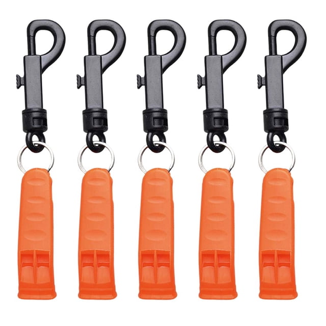10 silbatos de supervivencia para exteriores, portátiles, de emergencia, para acampar (naranja)