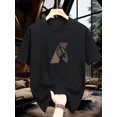 thumbnail image 1 of Camiseta informal de verano para hombre, cuello redondo, 100 % algodón, con estampado geométrico, ligera elasticidad, corte regular, ideal para uso diario., 1 of 6
