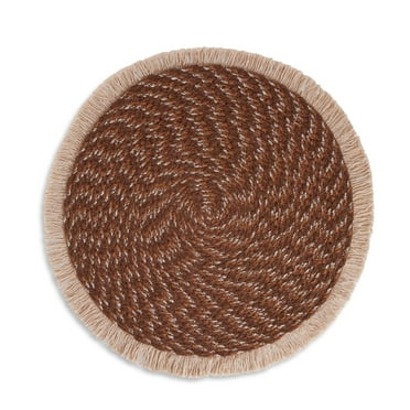 Yellowstone Round Kitchen Fringe Table Placemat, Brown