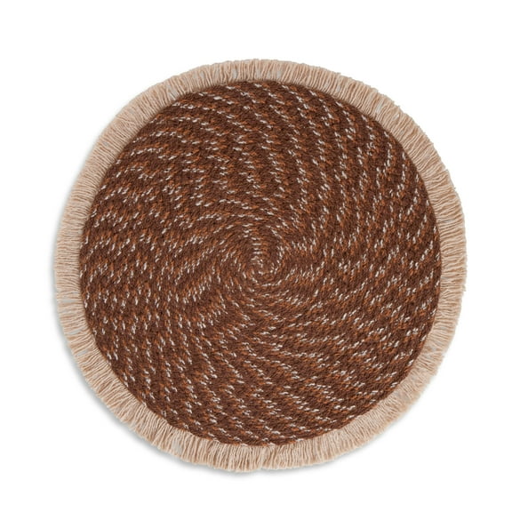 Yellowstone Round Kitchen Fringe Table Placemat, Brown